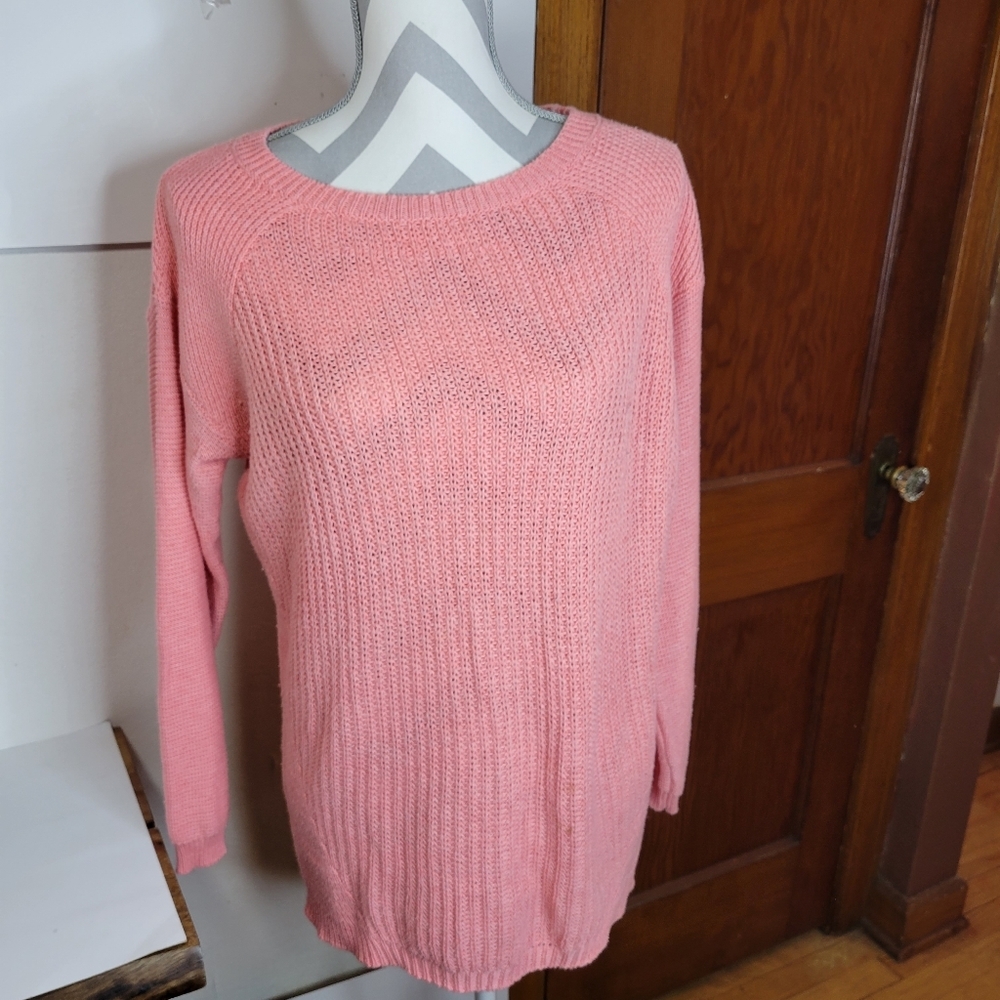 Womans Pink Aeropostale Loose Weave Sweater Size Large